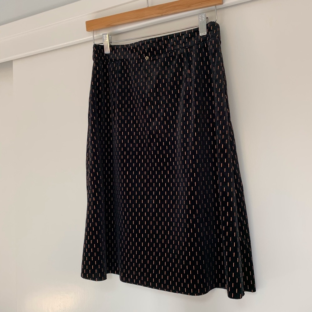 NEW AMENAPIH HIPANEMA PARIS Velvet Skirt Metallic Gold Button Black S - Picture 6 of 8